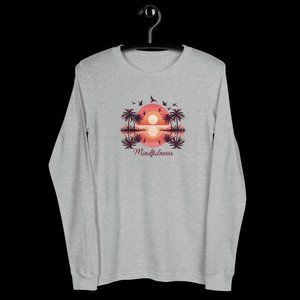Embrace Tranquil Elegance: Sunset Silhouette Bliss Long Sleeve Tee - Mindfullnes